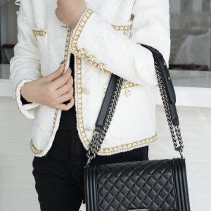 Chanel Leboy 小羊皮黑银中号 图1