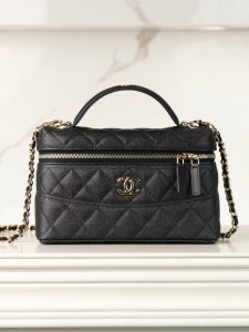 Chanel 25c 手柄盒子包 荔枝牛 黑金 图1