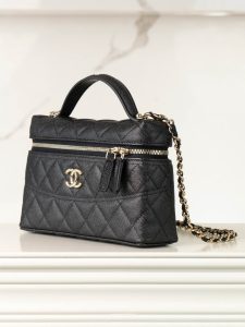 Chanel 25c 手柄盒子包 荔枝牛 黑金 图3