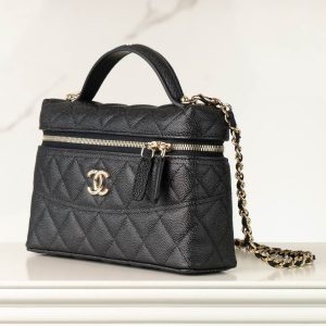Chanel 25c 手柄盒子包 荔枝牛 黑金 图3