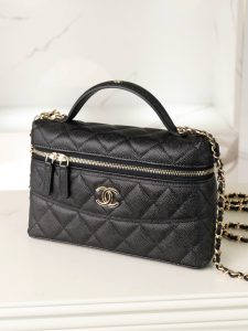 Chanel 25c 手柄盒子包 荔枝牛 黑金 图4