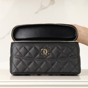 Chanel 25c 手柄盒子包 荔枝牛 黑金 图5