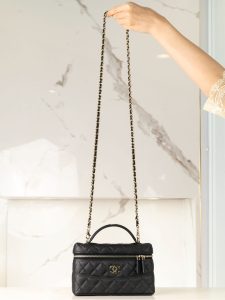 Chanel 25c 手柄盒子包 荔枝牛 黑金 图9