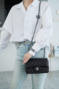 CF Classic Flap |荔枝纹 Mini 黑银 图1