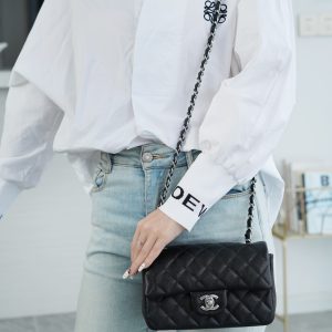 CF Classic Flap |荔枝纹 Mini 黑银 图1