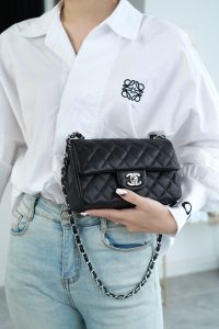 CF Classic Flap |荔枝纹 Mini 黑银 图5