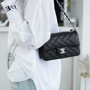 CF Classic Flap |荔枝纹 Mini 黑银 图7
