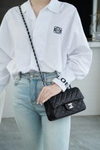 CF Classic Flap |荔枝纹 Mini 黑银 图8