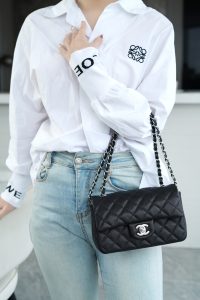 CF Classic Flap |荔枝纹 Mini 黑银 图9