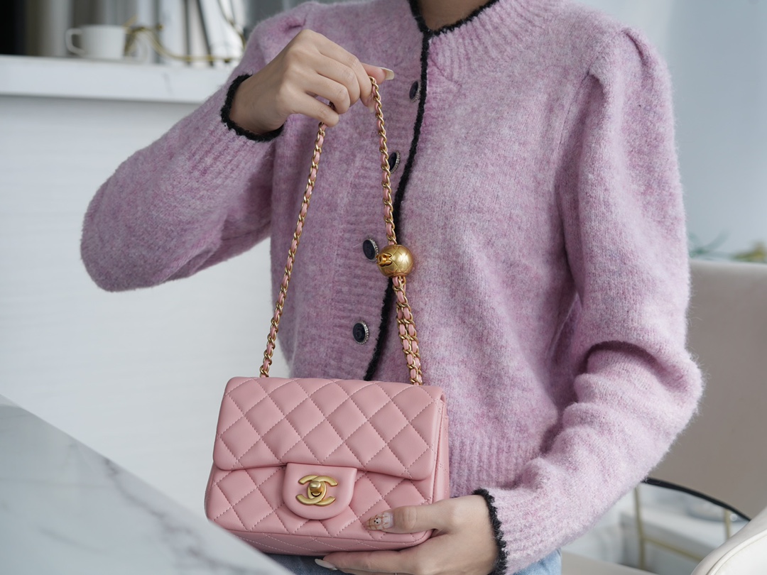 Chanel 金属球方胖子 粉色 图8