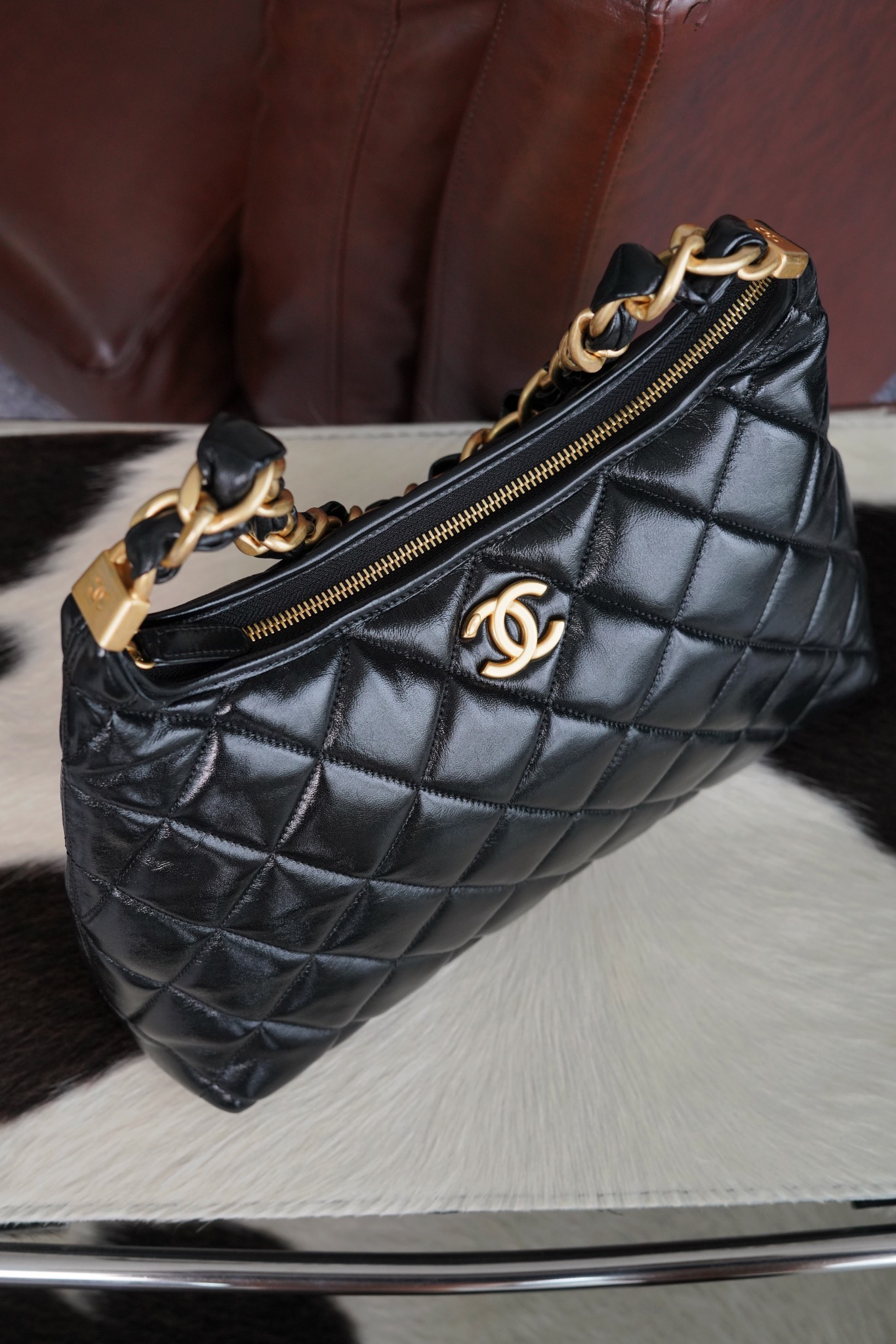 Chanel 24a Hobo黑色 大号 图4