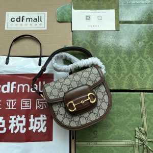 。【原厂皮配置全套包装三亚免税店礼袋】Gucc” 1955 Horsebit Bag!经典的马衔扣+Monogram+棕 图1