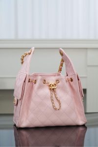 Chanel 25s small hobo 抽绳水桶包 粉色 小号 图4