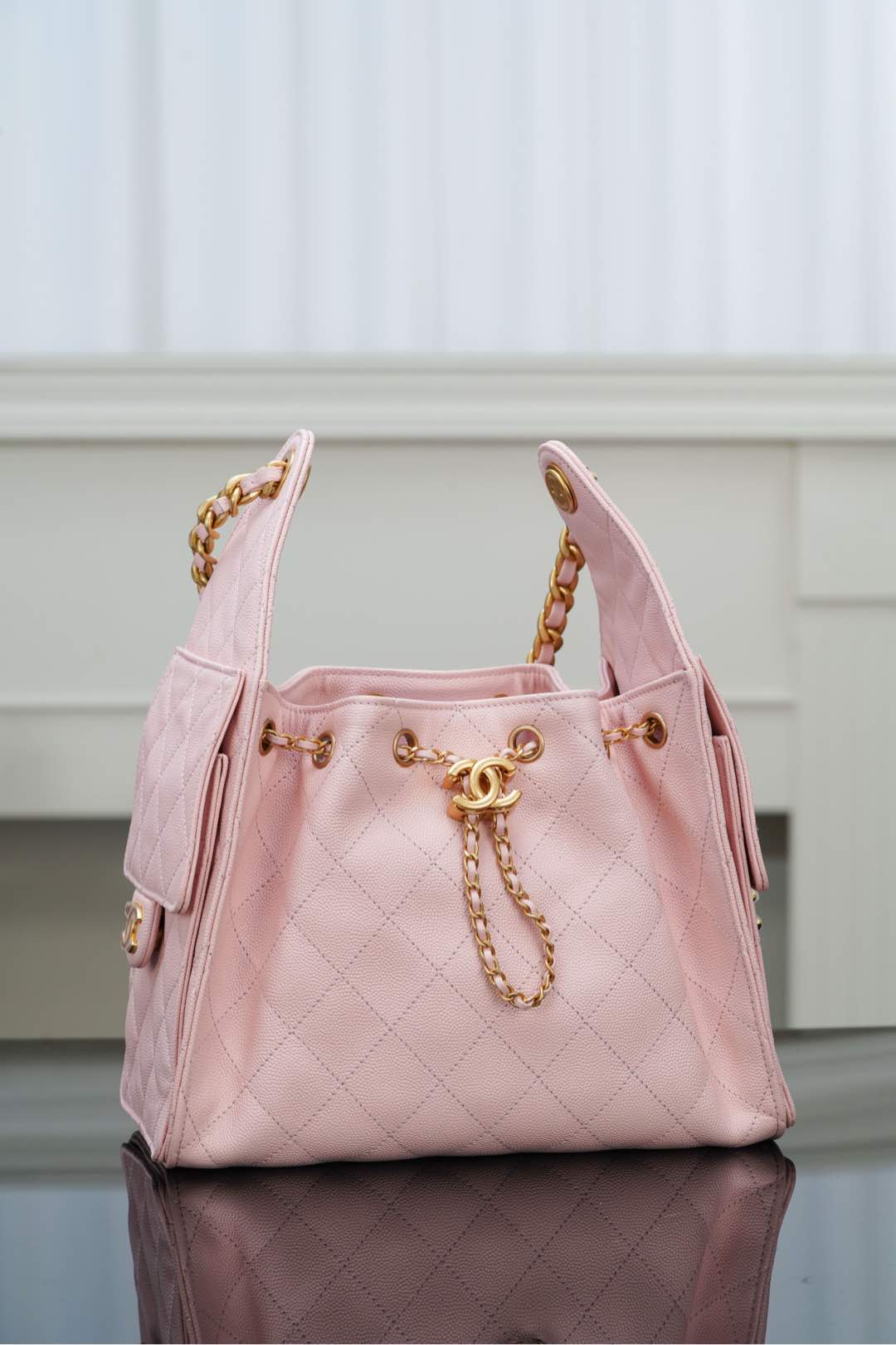 Chanel 25s small hobo 抽绳水桶包 粉色 小号 图4