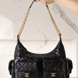 CHAENL 25c 大号嬉皮 hobo bag 黑金 图1