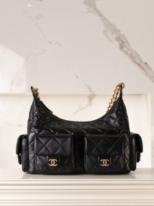 CHAENL 25c 大号嬉皮 hobo bag 黑金 图2