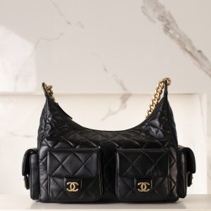CHAENL 25c 大号嬉皮 hobo bag 黑金 图2