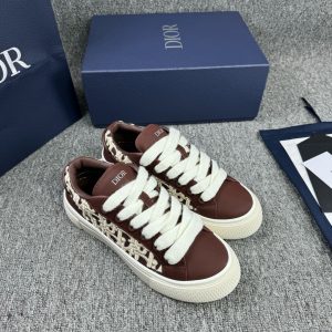 上新 CD迪奥 B33 牛皮 舒适潮流 低帮 板鞋 咖啡色 图1
