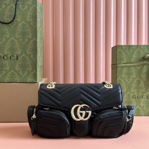 【新品】GG Marmont系列大号肩背包黑色/原厂皮出货型号:795228。小视频 图1