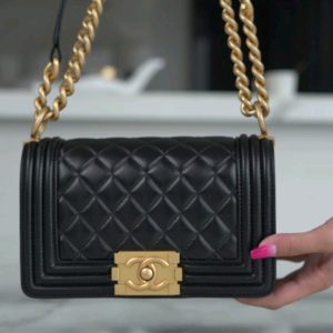Chanel Leboy 小羊皮黑金 小号 图1