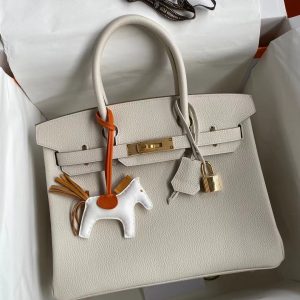 半手工 Birkin 30cm 进口Togo皮 10奶昔白 金扣~ 图1