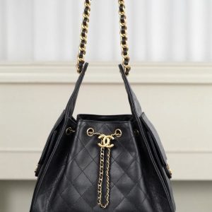 Chanel small hobo 抽绳水桶包 黑金鱼子酱 小号 图1