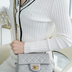 Chanel 王̆̈炸̆̈ CF金属球 方胖子 浅灰色 图9