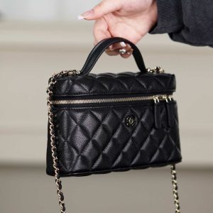 Chanel 25C 新款饭盒包 黑金 荔枝牛 图5