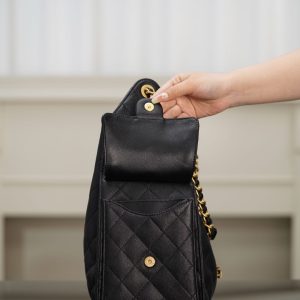 Chanel hobo bag 抽绳水桶包 黑金鱼子酱 中号 图7