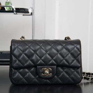 CF Classic Flap |荔枝纹 Mini 黑浅金 图1
