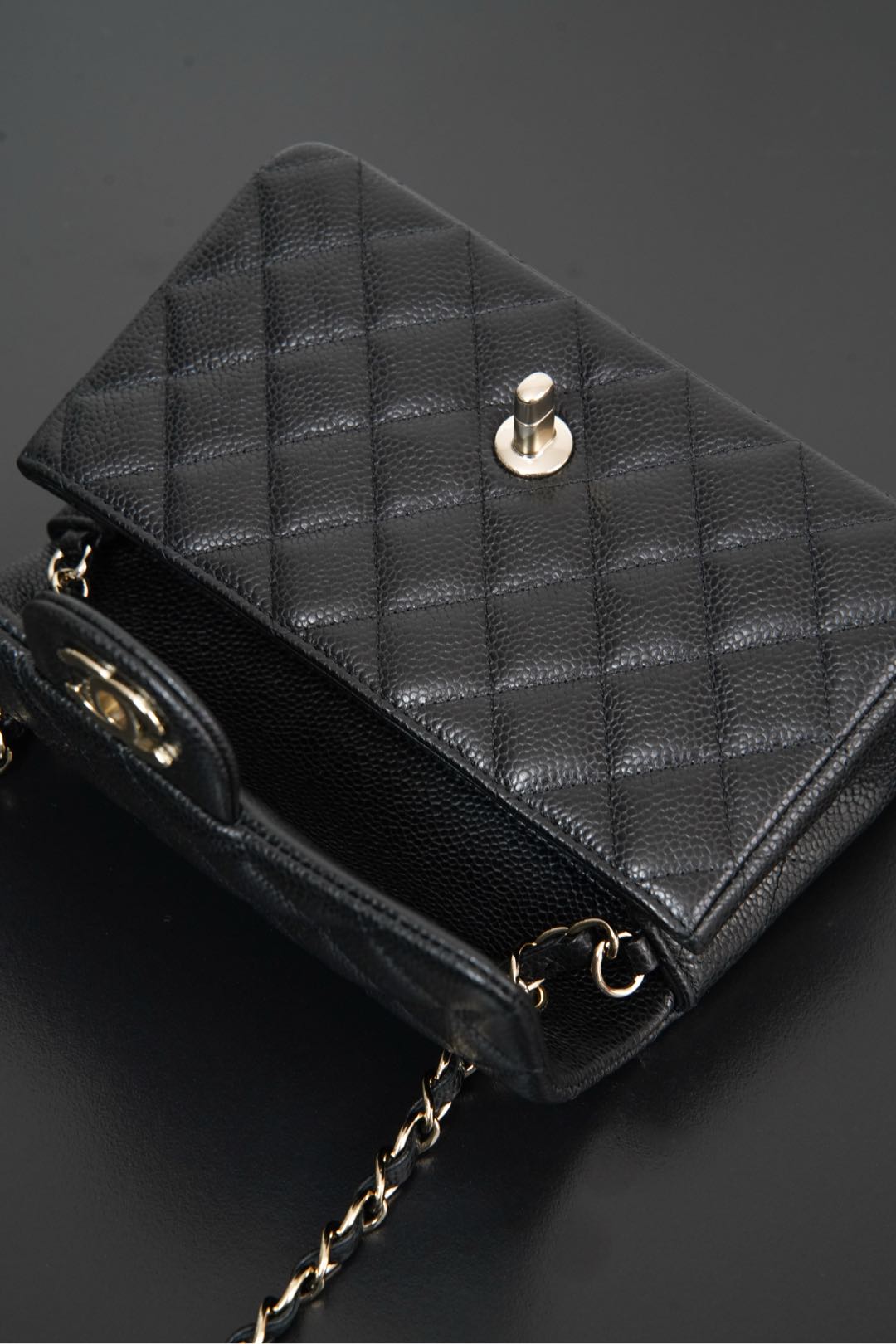 CF Classic Flap |荔枝纹 Mini 黑浅金 图5