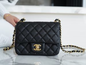CF Classic Flap |荔枝纹 方胖子 黑金 图1