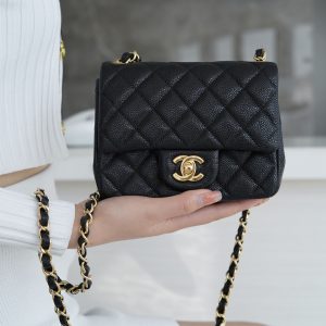 CF Classic Flap |荔枝纹 方胖子 黑金 图2