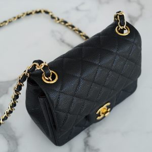 CF Classic Flap |荔枝纹 方胖子 黑金 图6