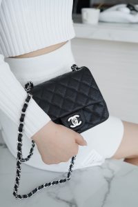 CF Classic Flap |荔枝纹 方胖子 黑银 图9