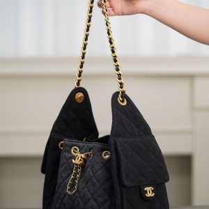 Chanel small hobo bag 黑色牛仔小号 图4