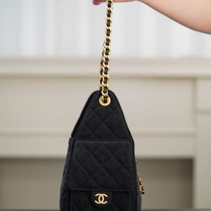 Chanel small hobo bag 黑色牛仔小号 图6