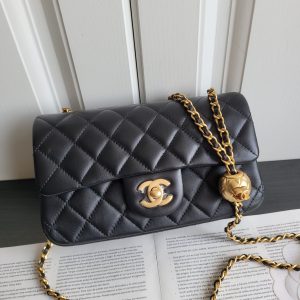 23k新版金球 羊皮金属球mini CF方胖子金珠可调节斜挎单肩包 1787 尺寸: 20cm 图2