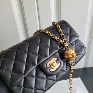 23k新版金球 羊皮金属球mini CF方胖子金珠可调节斜挎单肩包 1787 尺寸: 20cm 图4