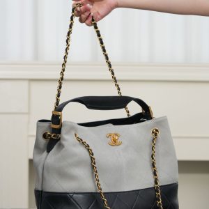 Chanel 25A 麂皮购物袋 灰色小号 图3