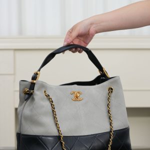 Chanel 25A 麂皮购物袋 灰色小号 图6