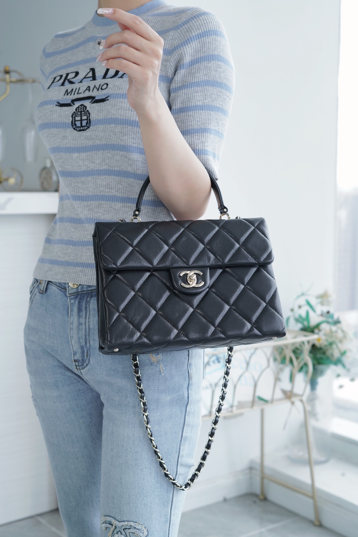 CHANEL 24p 手柄kelly盒子 黑色大号 图4