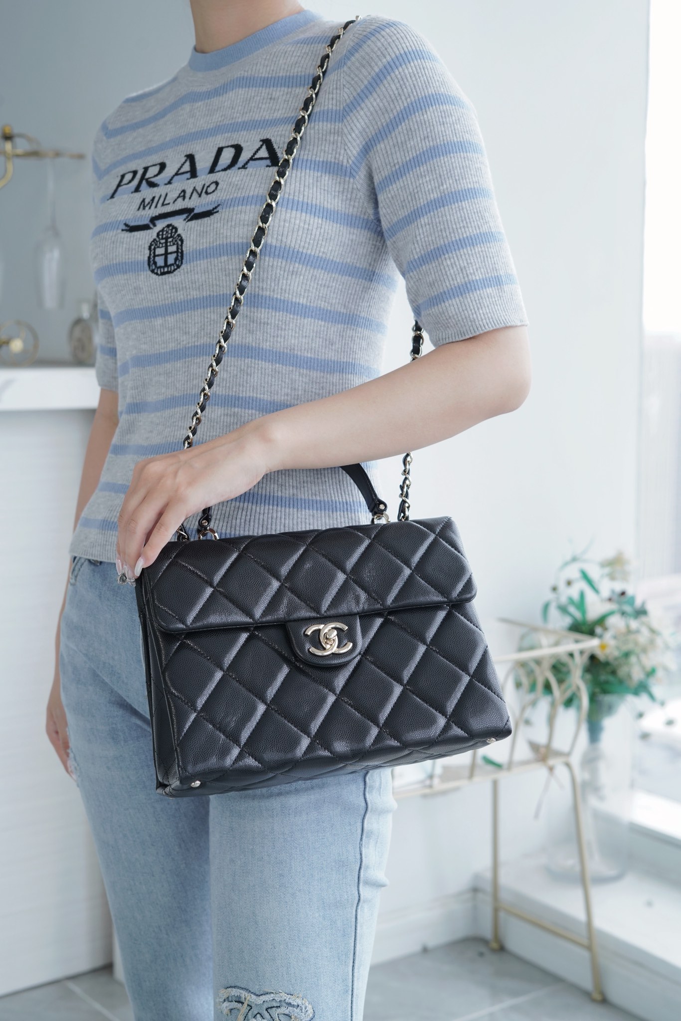 CHANEL 24p 手柄kelly盒子 黑色大号 图6