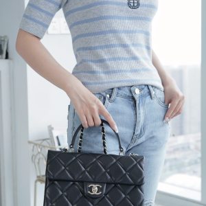 CHANEL 24p 手柄kelly盒子 黑色大号 图9