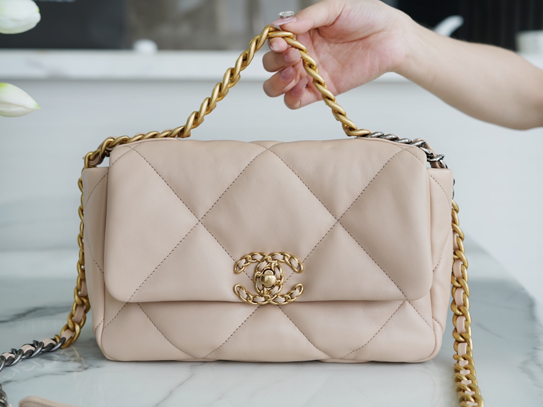 °CHANE·L春夏新品 19bag 浅杏 小号 图2
