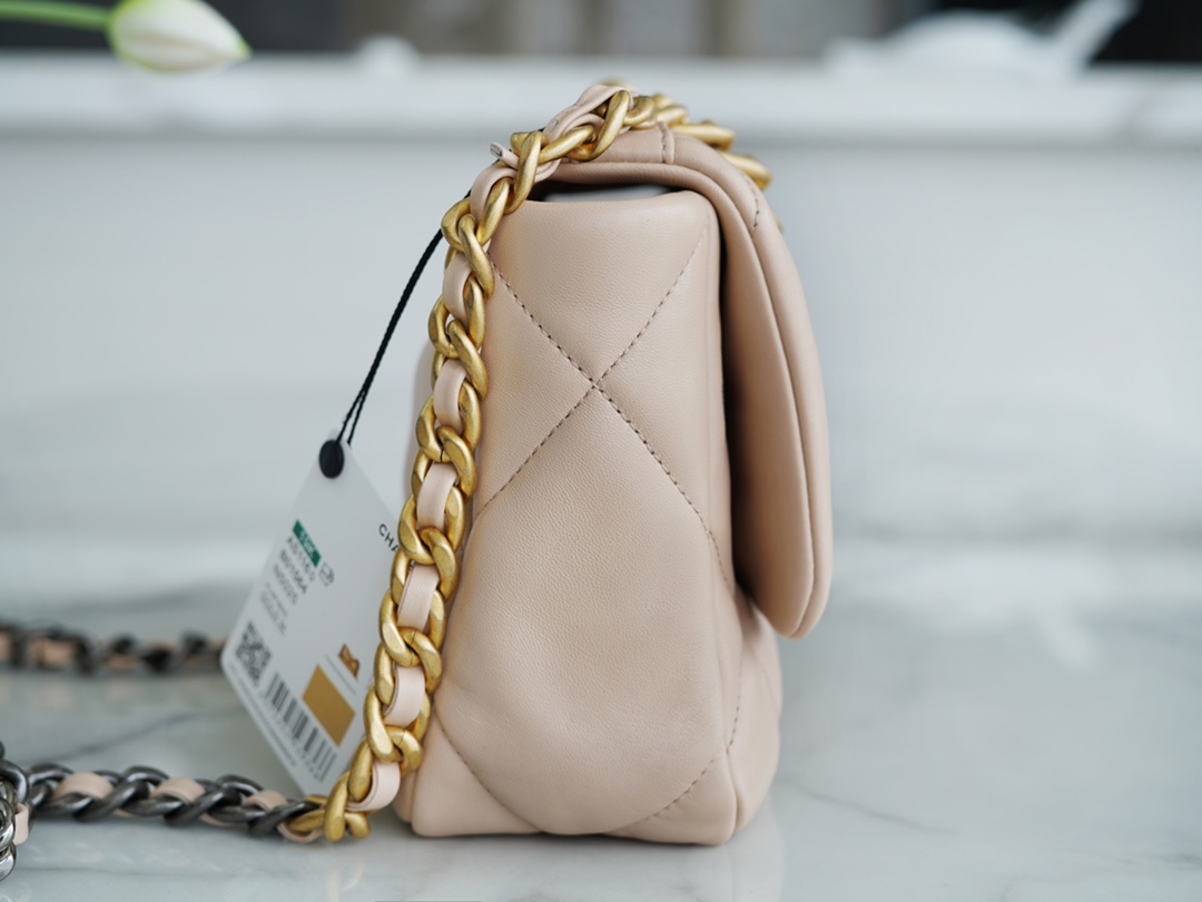 °CHANE·L春夏新品 19bag 浅杏 小号 图4