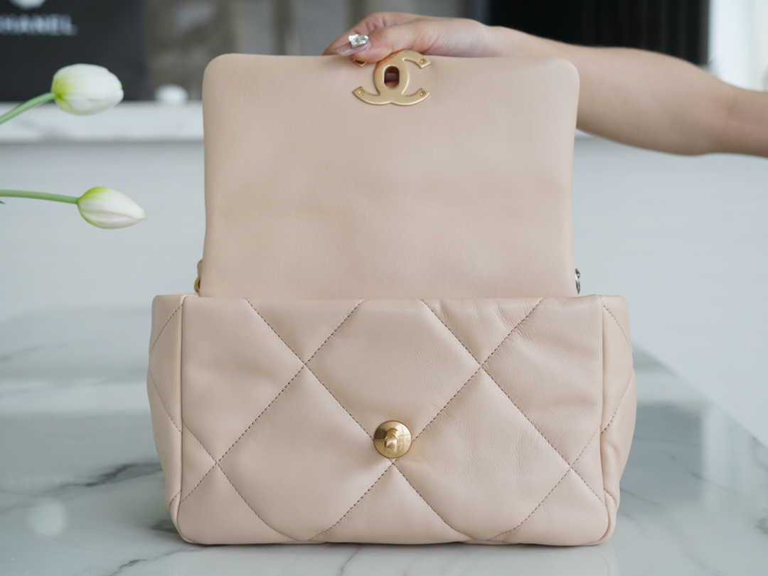 °CHANE·L春夏新品 19bag 浅杏 小号 图7