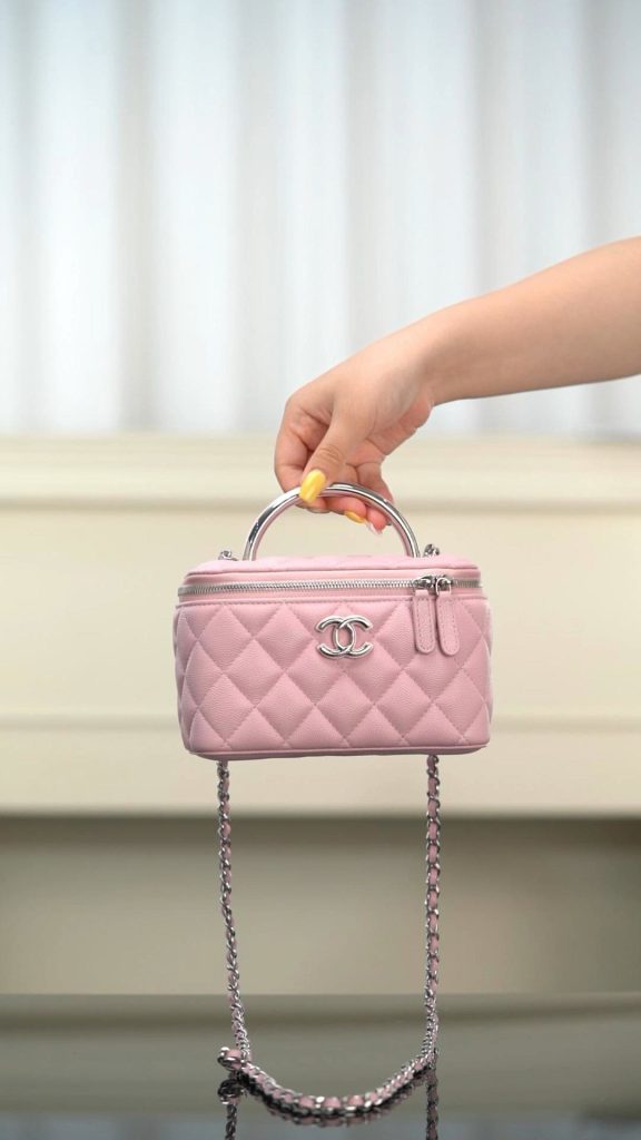 Chanel 25P 隐藏款 手柄长盒子包 粉色 荔枝牛 图1