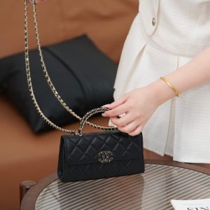Chanel 25s 交叉手柄kelly 黑金 横版 图2