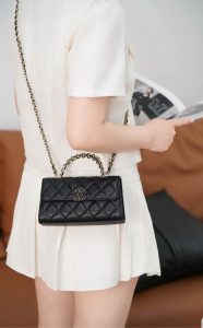 Chanel 25s 交叉手柄kelly 黑金 横版 图3